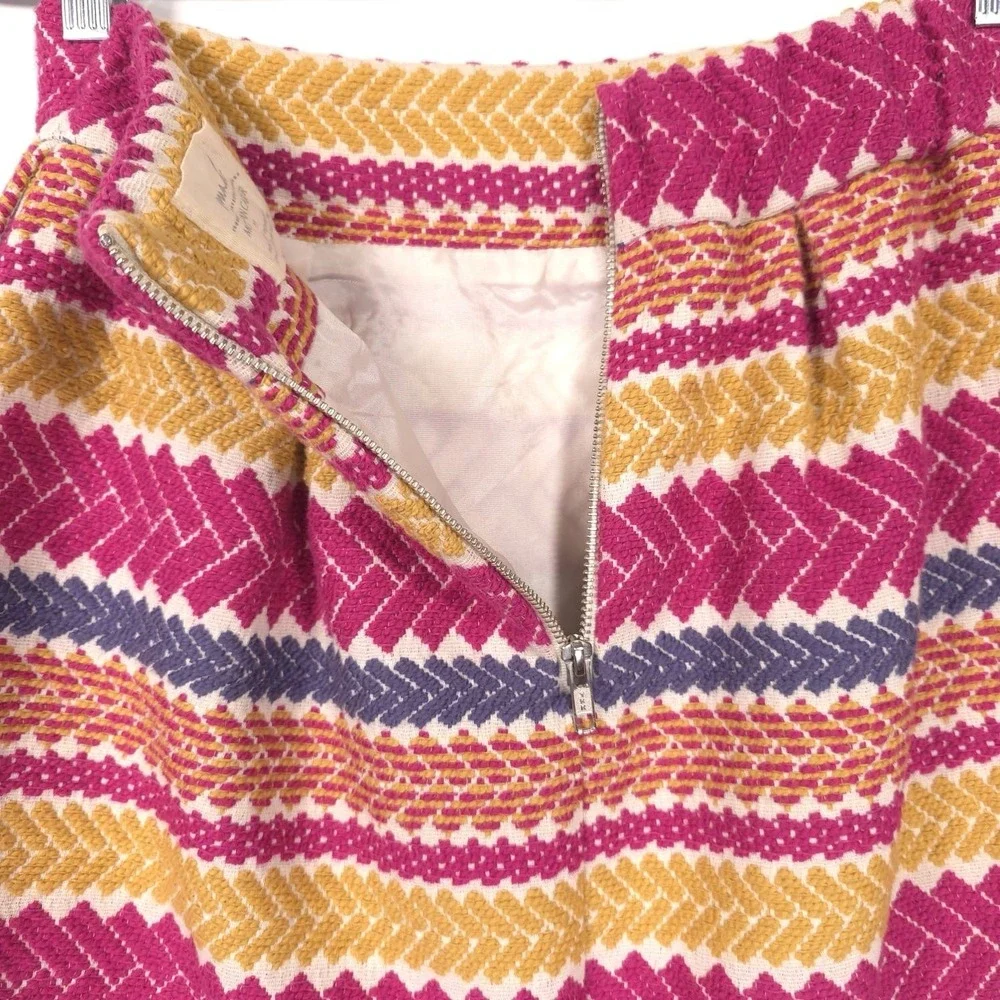 Anthropologie Nomad Morgan Carper Jacquard Mini Skirt MEDIUM Embroidered Pockets